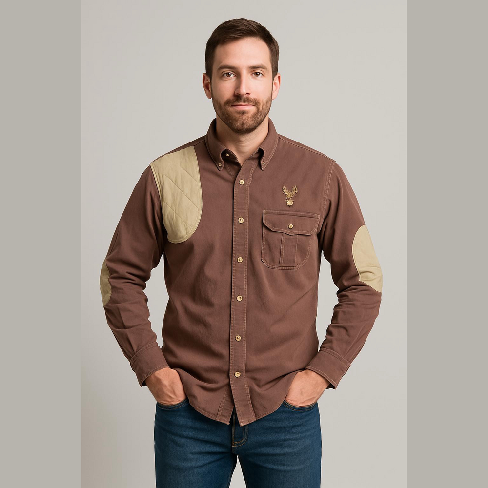 🎁Magellan Outdoors Brown Shirt with Cream Patches